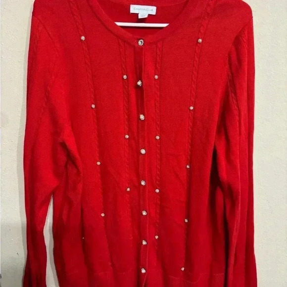 Charter club embellished crew neck cardigan size XL - Picture 3 of 5